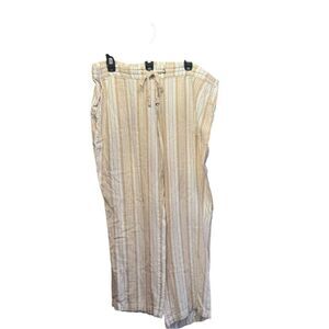 Per Se. Women's Linen Drawstring Striped Pants. Size XL.